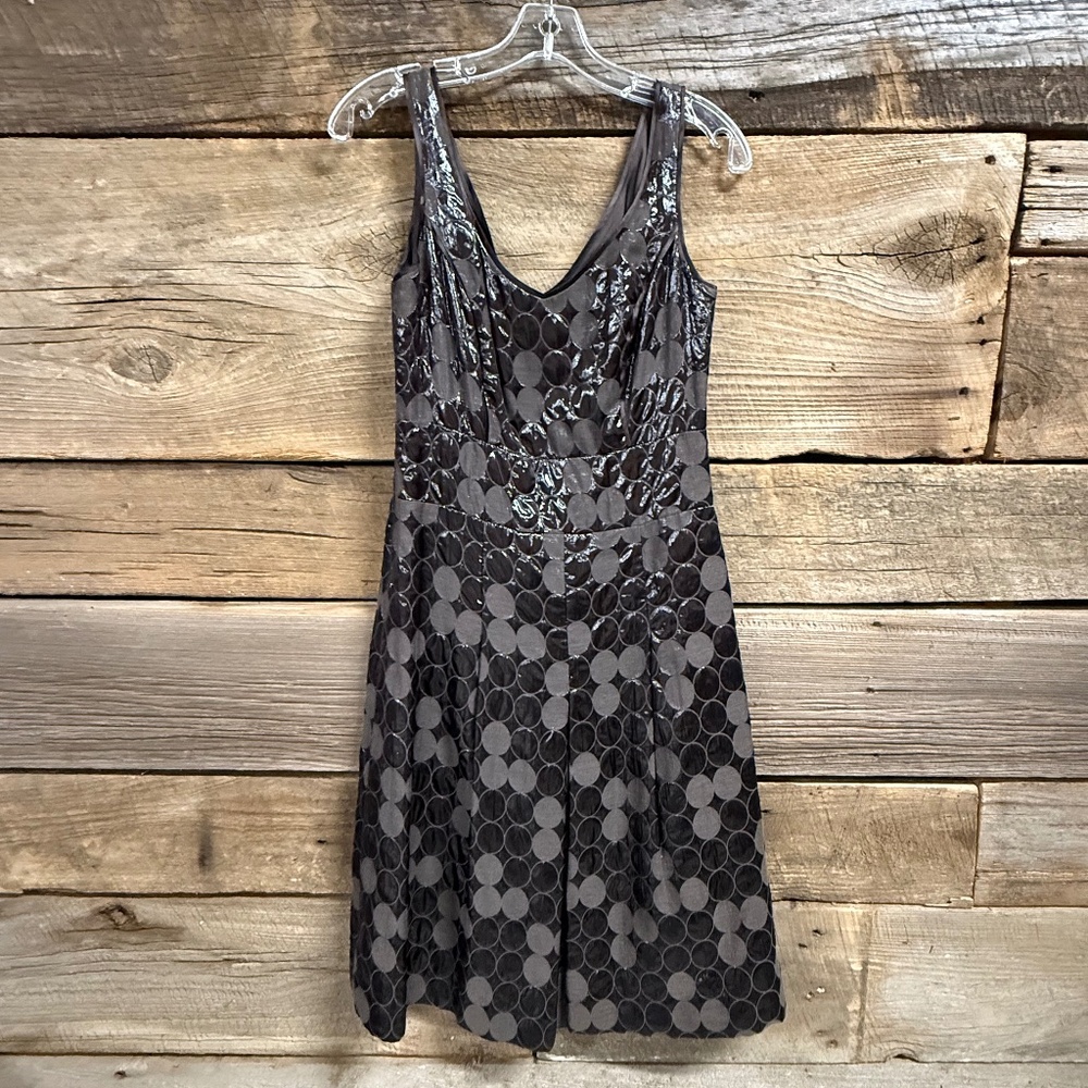 Etcetera‎ Allegro Rhapsody sleeveless dress, brown, circle print, size 4